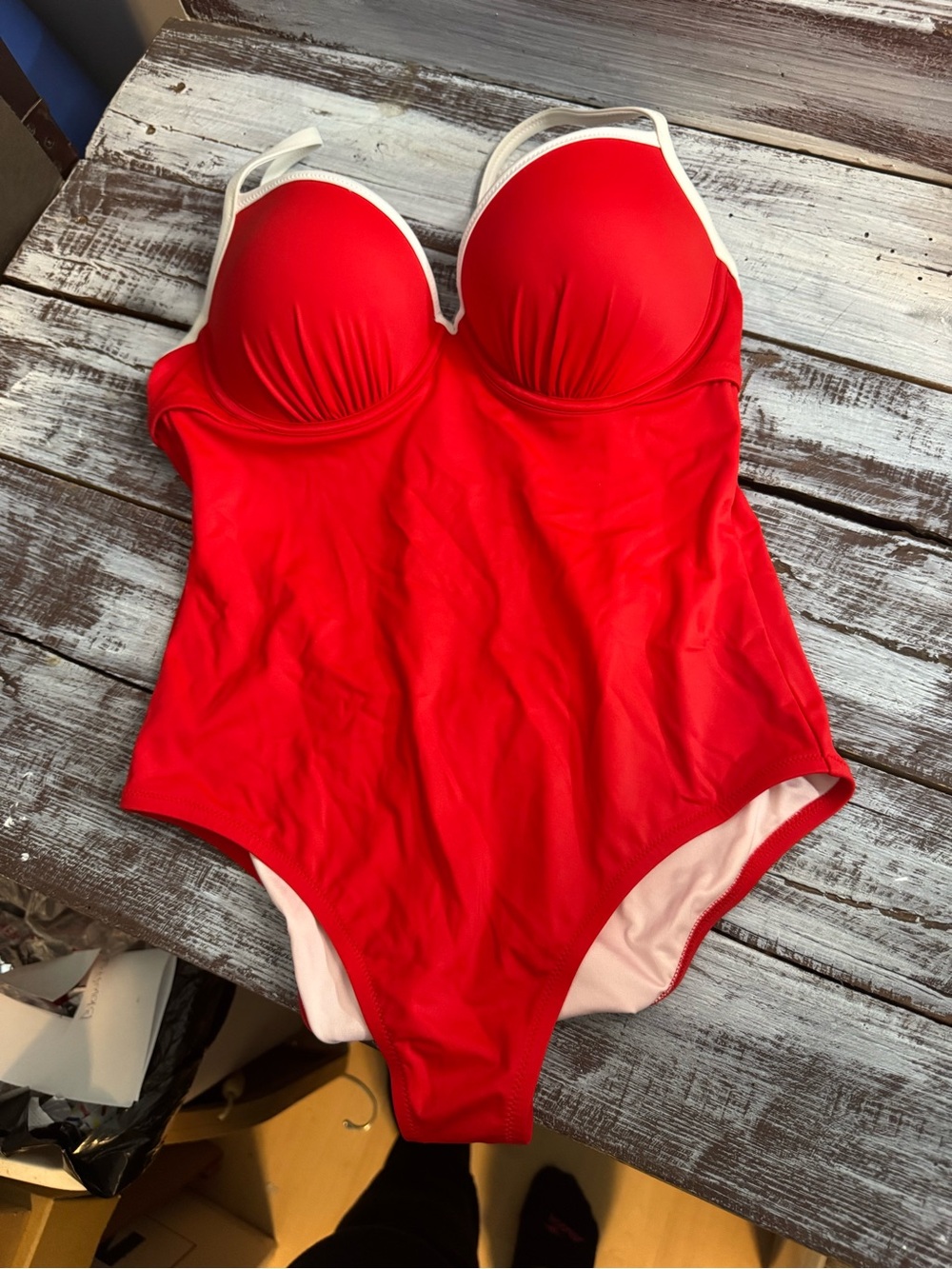 SALE 2 for $10
Shade & Shore Red One-Piece Swimsuit with White Trim